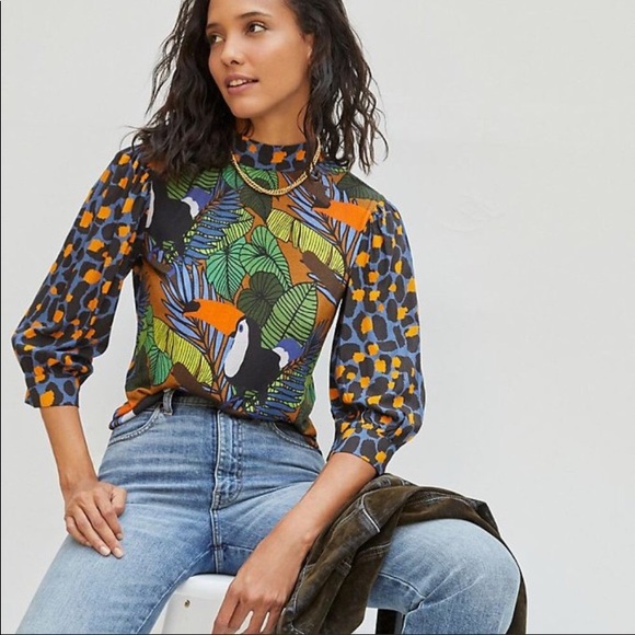 Anthropologie Tops - 🛍 Anthropologie Bl^nk Javrena Toucans Top, M, NWT